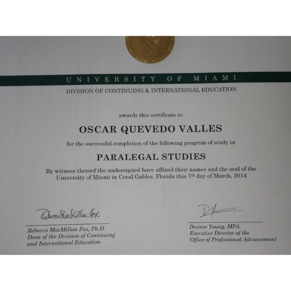 Formación Jurídica Internacional: Paralegal Studies en la Universidad de Miami operacion y cumplimiento compliance empresarial (4)